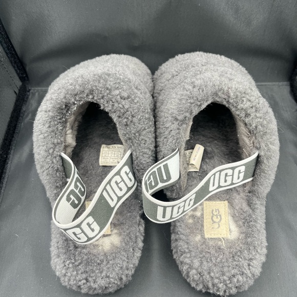 UGG Charcoal Fluffy Slides - Picture 8 of 11